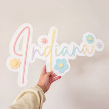 Load image into Gallery viewer, Double Layer Rainbow Name Plaque - Floral