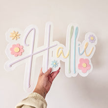 Load image into Gallery viewer, Double Layer Rainbow Name Plaque - Floral