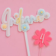 Load image into Gallery viewer, Rainbow Flower Name Topper