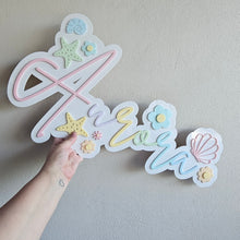 Load image into Gallery viewer, Double Layer Rainbow Name Plaque - Floral Mermaid