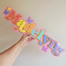 Load image into Gallery viewer, Triple Layer Rainbow Name Plaque - Butterflies