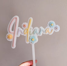 Load image into Gallery viewer, Rainbow Flower Name Topper