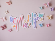 Load image into Gallery viewer, Double Layer Rainbow Name Plaque - Butterflies