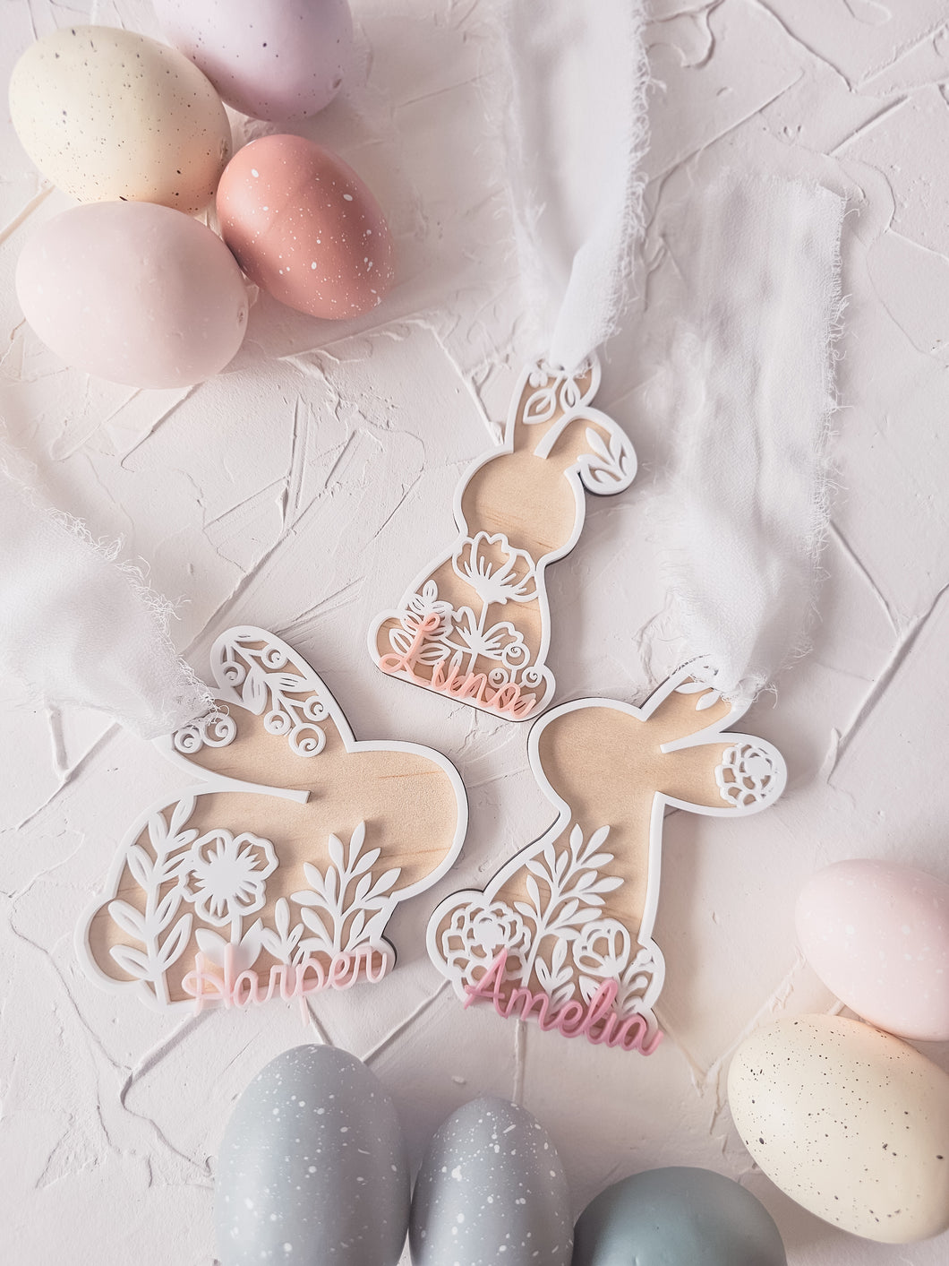 Floral Bunny Basket Tag