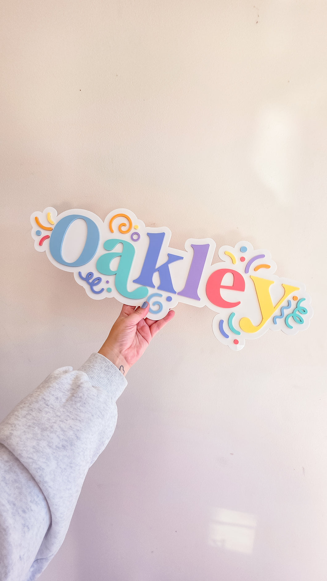 Double Layer Rainbow Name Plaque - Squiggles